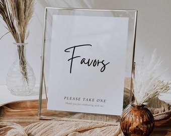 Elegant Wedding Favors Table Sign: Minimalist Design (Printable File)