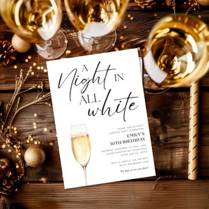 Eine Nacht ganz in Weiß Einladung zur Geburtstagsfeier | All White Feier-Karte | A Night in All White Event-Einladung