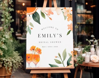 Love at First Spritz Bridal Shower Welcome Sign: Editable Canva Template A01