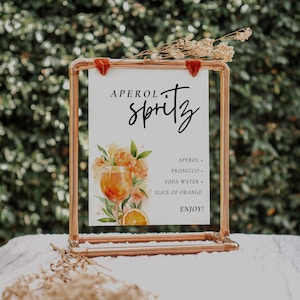 Aperol Spritz Signature Drink Sign | Aperol Spritz Bridal Shower Signature Drink | Cocktail Bridal Shower Signature Drink A34