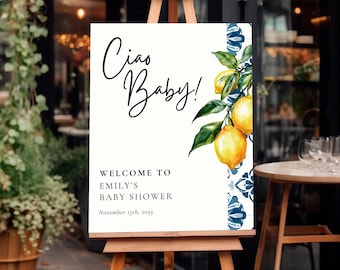 Lemon Positano Italian Baby Shower Welcome Sign | Amalfi Italy Baby Shower Welcome Sign | Italian Baby Shower Welcome Sign A53