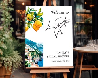 Lemon Citrus Amalfi Coast Bridal Shower Welcome Sign A52