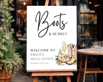 Boots and Bubbly Bridal Shower Welcome Sign A14