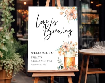 Love is Brewing Bridal Shower Welcome Sign: Floral Beer Design (Digital Download) A51