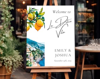 Lemon Amalfi Coast Wedding Welcome Sign (Canva Template) A52