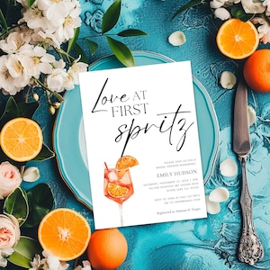 à la première invitation nuptiale de douche de Zazzle.be Liste d'envies Vous avez des idées ? Invitation nuptiale de douche Aperol Spritz | Faire-part cocktail d'été pour la douche nuptiale A40