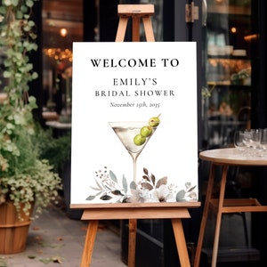 Panneau de bienvenue pour la douche nuptiale Dirty Martini | Panneau de bienvenue pour la douche nuptiale cocktail | Plaque de bienvenue élégante Martini Shower nuptiale A57