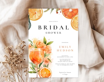 Watercolor Aperol Spritz Bridal Shower Invitation | Aperol Spritz Bridal Shower | Love at First Spritz | Aperol Spritz Watercolor A34