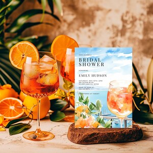 Invitation nuptiale de shower d'Amalfi Italie Aperol Spritz | Invitation nuptiale de douche nuptiale Aperol Spritz | Douche nuptiale Aperol Spritz A03