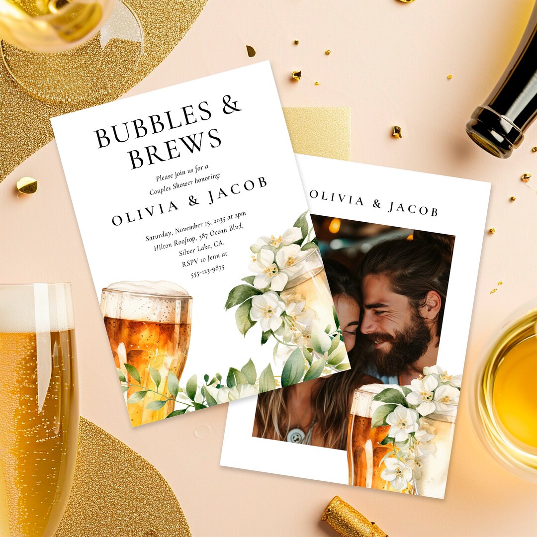 Bubbles and Brews Couples Shower Invitation Bubbles and Brews Before We