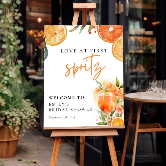 Aperol Spritz Bridal Shower Welcome Sign: Citrus Theme (Canva Template) A34
