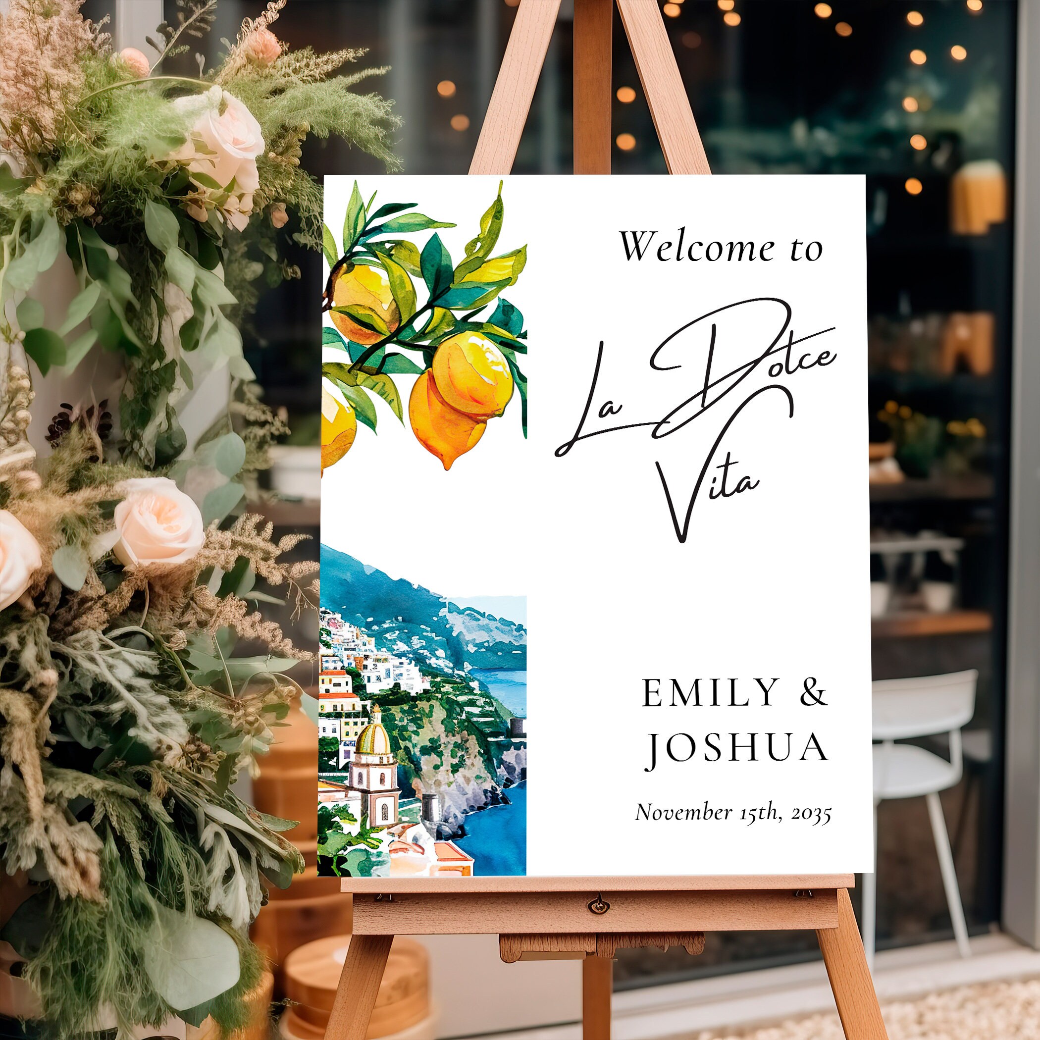 Lemon Citrus Amalfi Coast Wedding Welcome Sign | Amalfi Italy Wedding ...