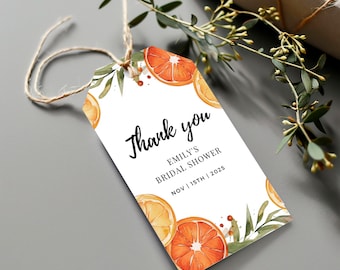 Love at First Spritz Bridal Shower Favor Tag: Pink Orange Design (Canva Template) A02