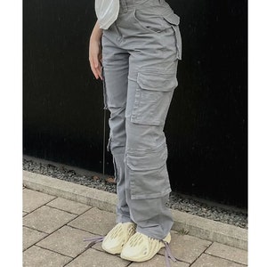 Female Hip Hop Grey Camouflage Cargo Pants American Style Y2k Oversized  Loose Straight Wide Leg Pants Vintage Casual Sweatpants - Pants & Capris -  AliExpress