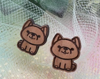 Chow Dog Cherry Wood Earrings