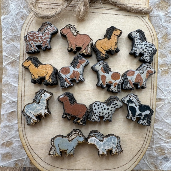 Custom Hand-Painted Pony Earrings in a Gift Box – with Bonus Horse & Sunflower Wood Stickers