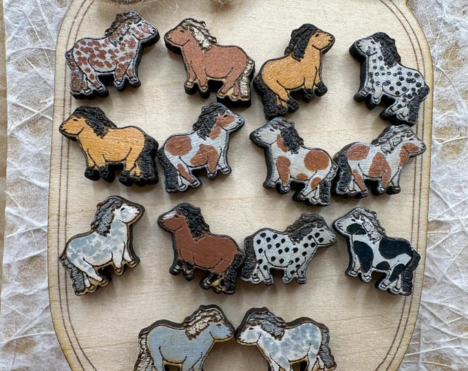 Custom Hand-Painted Pony Earrings in a Gift Box – with Bonus Horse & Sunflower Wood Stickers