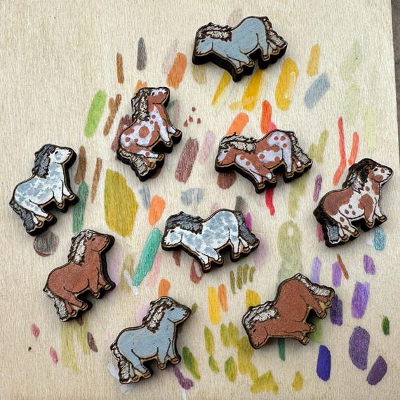 Hand-Painted Pony Earrings - Lightweight Wood with Gift Box