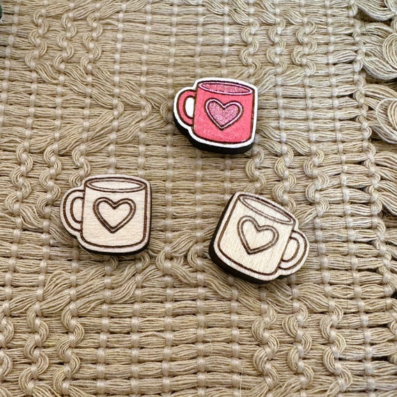 4+ Heart Mug Unfinished Wood Pieces Jewelry Blanks