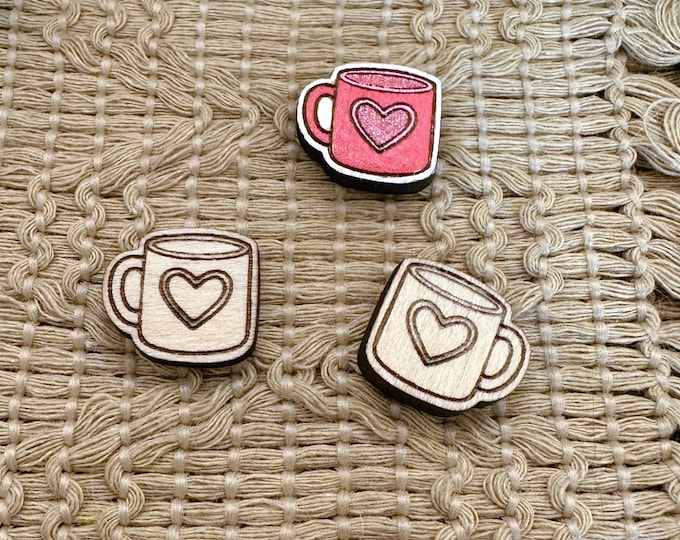 4+ Heart Mug Unfinished Wood Pieces Jewelry Blanks