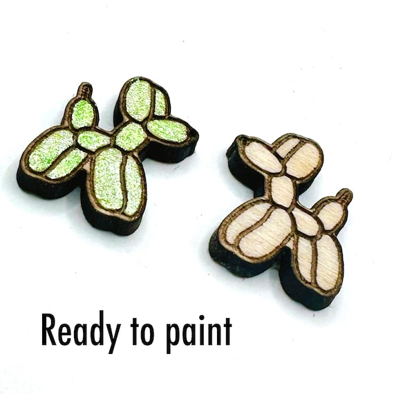 Wood Balloon Dog Earrings: Laser Engraved - DIY Craft Blanks