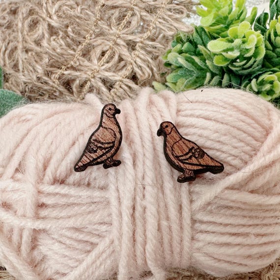 Cherry Wood Dove Earrings: Lightweight Laser Cut Studs