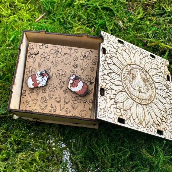 Guinea Pig Stud Earrings – Hand-Painted to Match Your Pet