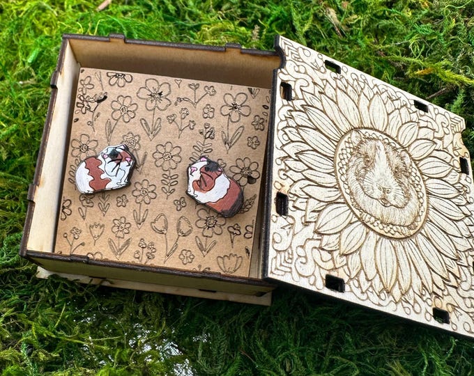 Guinea Pig Stud Earrings – Hand-Painted to Match Your Pet
