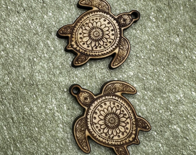 Sea Turtle Detailed Wood Charms Blanks for Earrings and Jewelry Crafting
