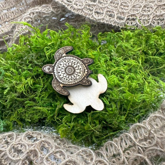 Laser Cut Wood Sea Turtle Jewelry Blanks or Unfinished Stud Earrings