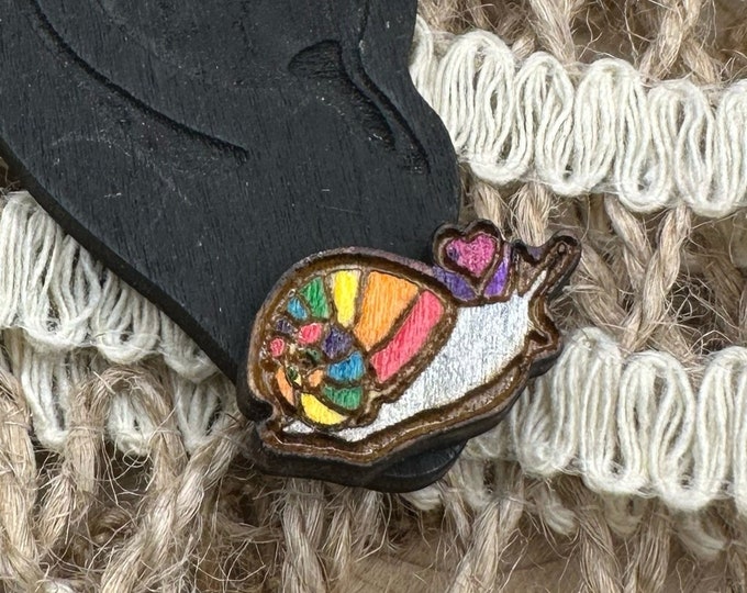 Rainbow Snail Studs in a wood gift box