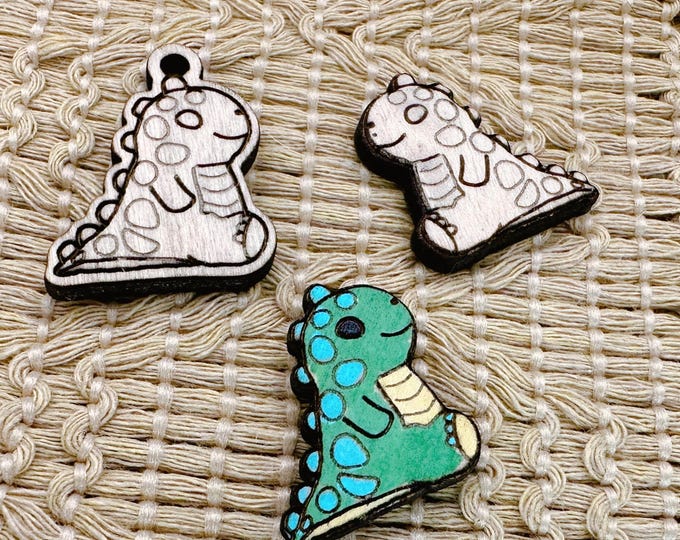 Cute Dinosaur Wood Blanks and Charms for Jewelry and Crafts