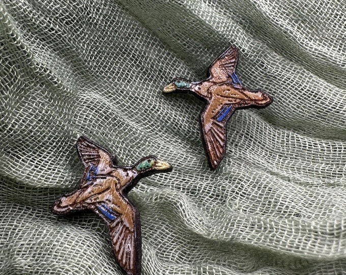 Flying Mallard Duck Stud Earrings
