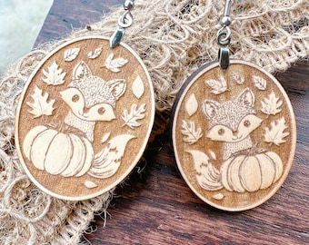 Unfinished Wood Fall Fox Earrings