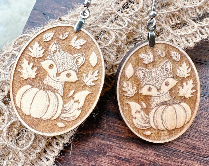 Unfinished Wood Fall Fox Earrings