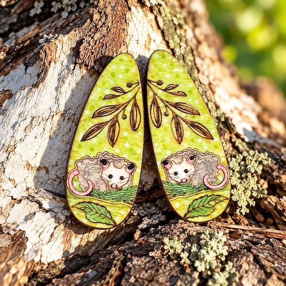 Opossum Hair Clips for Playing Dead in Style – Hand Painted Wooden Possum Barrettes