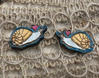 Snail Earrings in a wood gift box