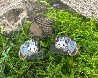 Handmade Opossum Stud Earrings