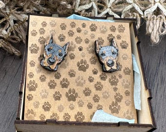 Dobermann Face Earrings