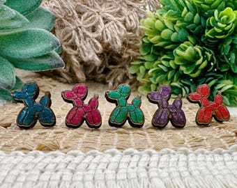 Colorful Balloon Dog Stud Earrings