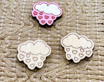 4+ Heart Rain Cloud Unfinished Wood Pieces Jewelry Blanks