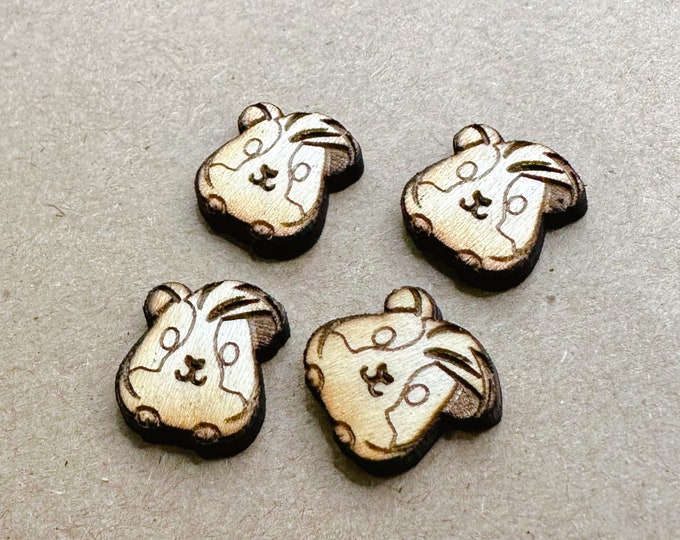 Guinea Pig Wood Earring Blanks: Laser Engraved Charms