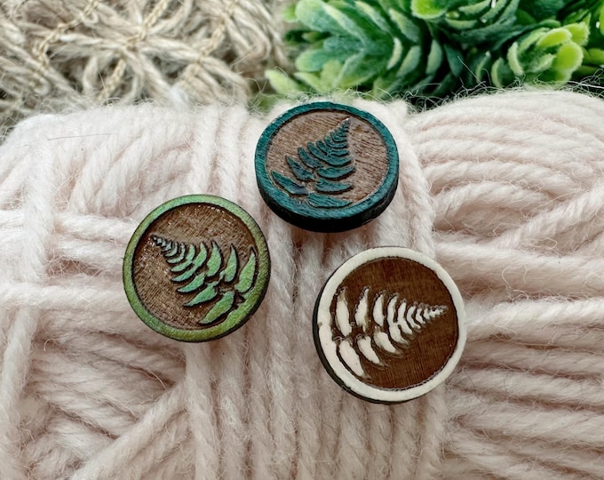 Wood Fern Circle Stud Earrings