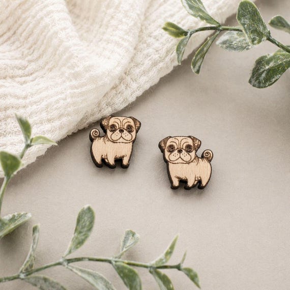 Pug Earring Blanks: Natural Basswood - DIY Painting or Staining