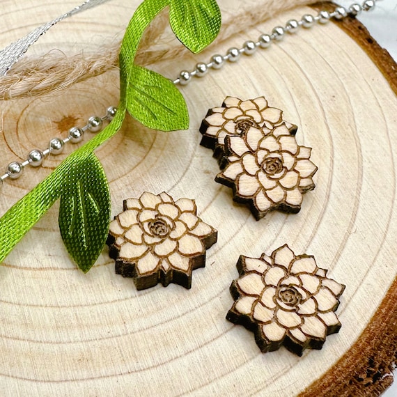 Succulent Plant Wood Earring Blanks: Laser Engraved Charms