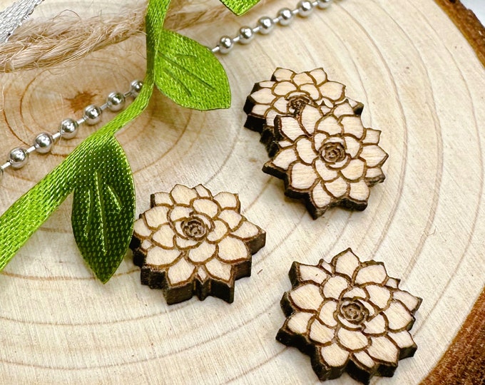Succulent Plant Wood Earring Blanks: Laser Engraved Charms