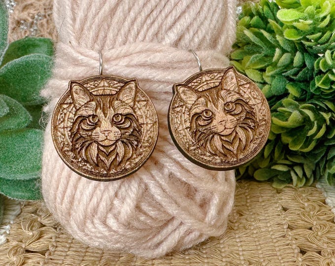 Carved Cat Laser Cut Wood Lever Back Earrings