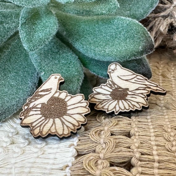 Male and Female Goldfinch on Coneflower Jewelry Wood Blanks