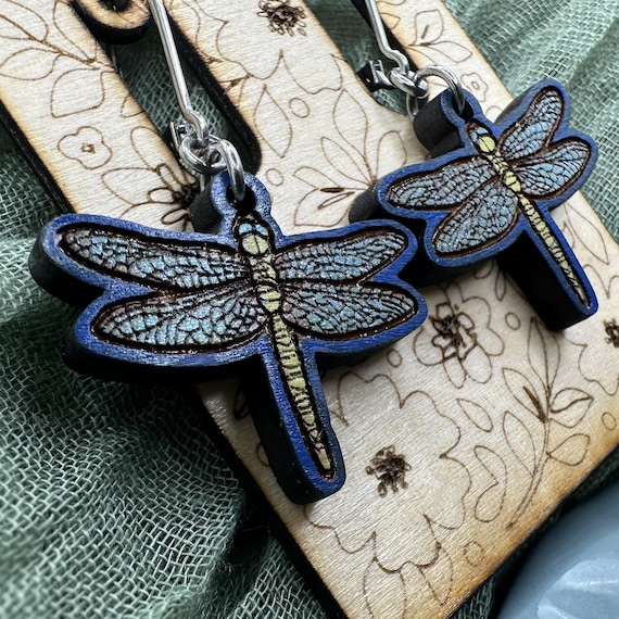 Hand-painted Dragonfly Leverback Earrings