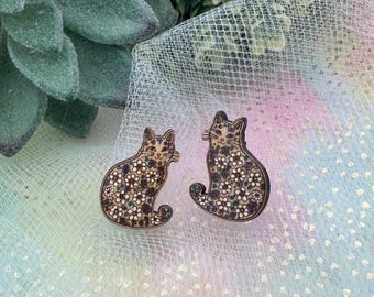 Floral Kitty Doodle Earrings